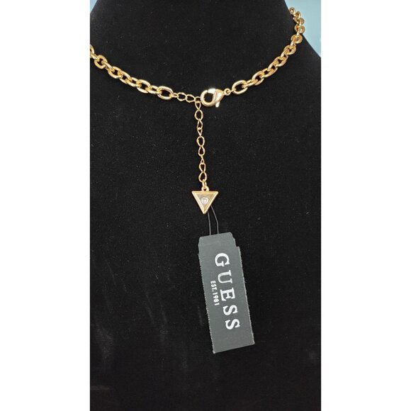 GUESS Leopard Heart Pendant Necklace Gold Tone Chunky Chain 18" NWT - Picture 4 of 6